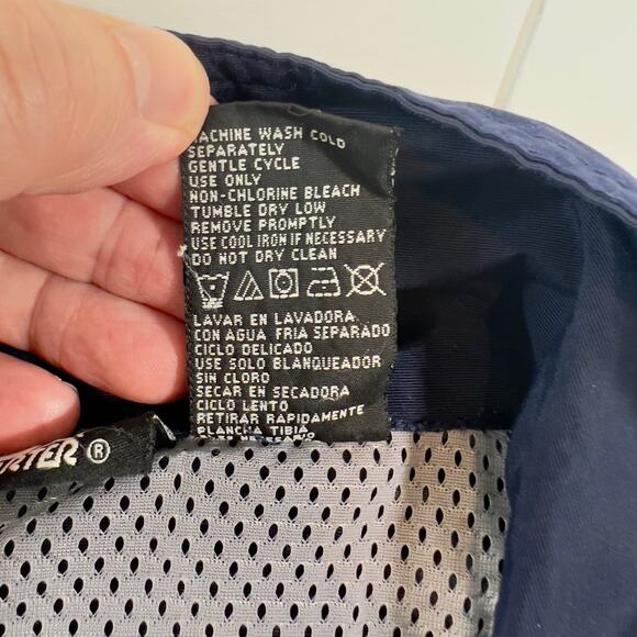 Full Zip Windbreaker Starter Men's L Mesh Lined Vented Jacket Navy Blue Pockets - Picture 9 of 12